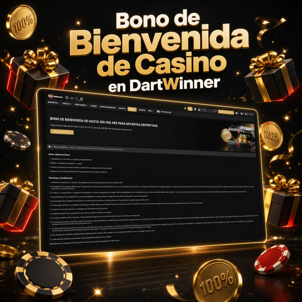 Bono de bienvenida de DartWinner casino: hasta 2.685.000 ARS y 150 giros gratis en tragamonedas seleccionadas