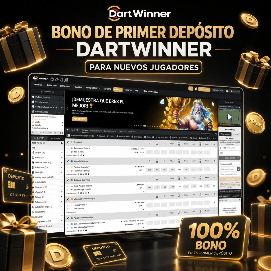 Bono de primer depósito de DartWinner: 100% hasta 2.685.000 ARS más 150 giros gratis para nuevos jugadores