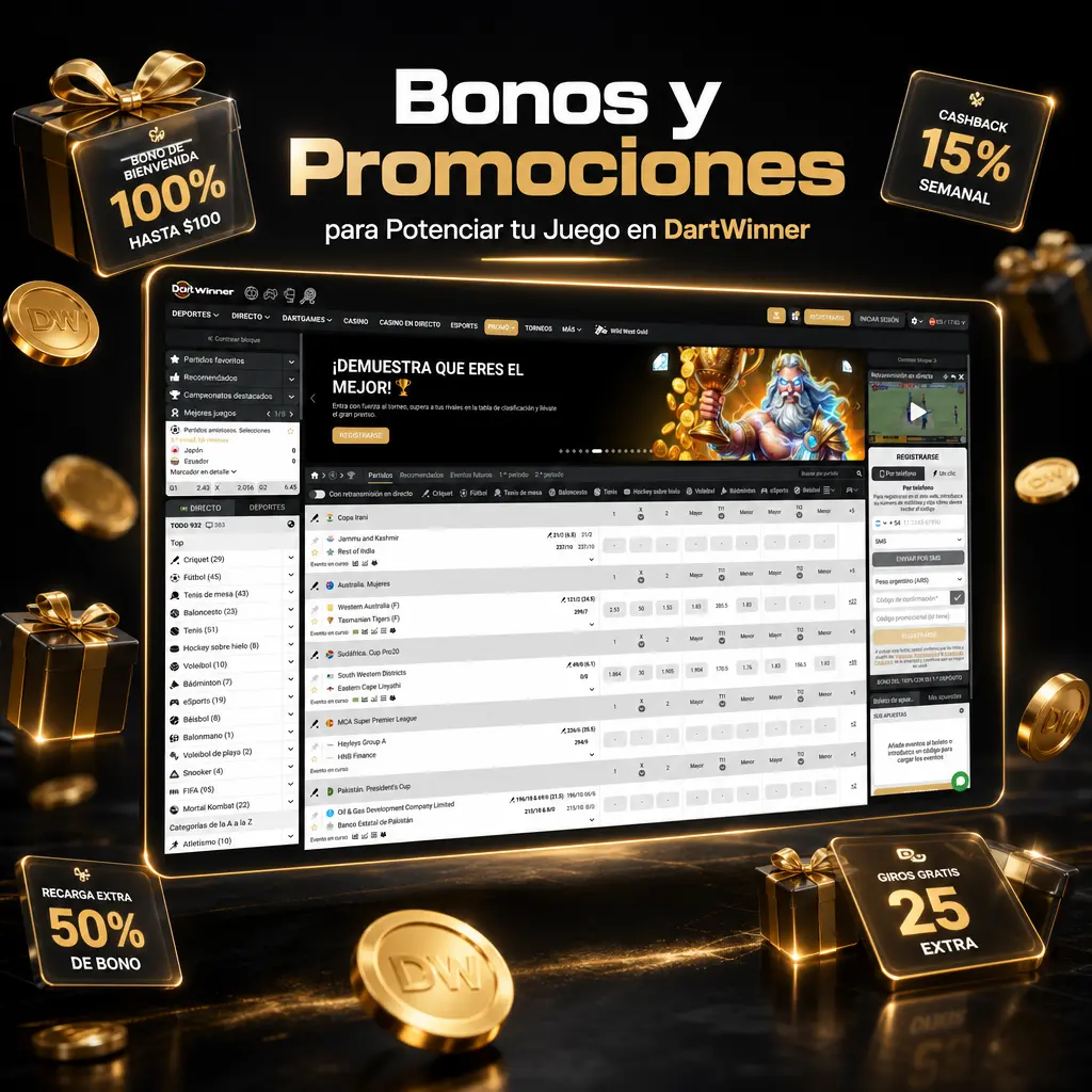 Bono de bienvenida de DartWinner: hasta ARS 2.685.000 en crédito más 150 giros gratis en tragamonedas seleccionadas.