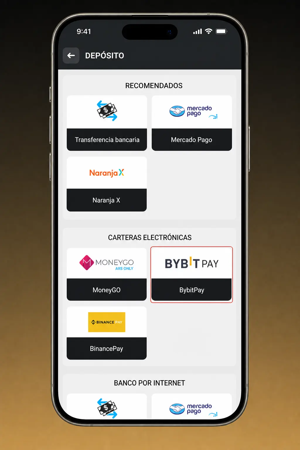 Pasos para depositar en DartWinner desde Argentina usando Visa, Mastercard, Mercado Pago o criptomonedas