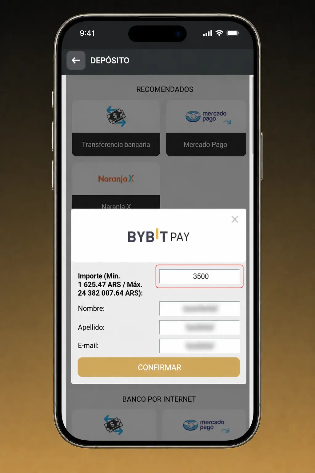 Pasos para depositar en DartWinner desde Argentina usando Visa, Mastercard, Mercado Pago o criptomonedas.