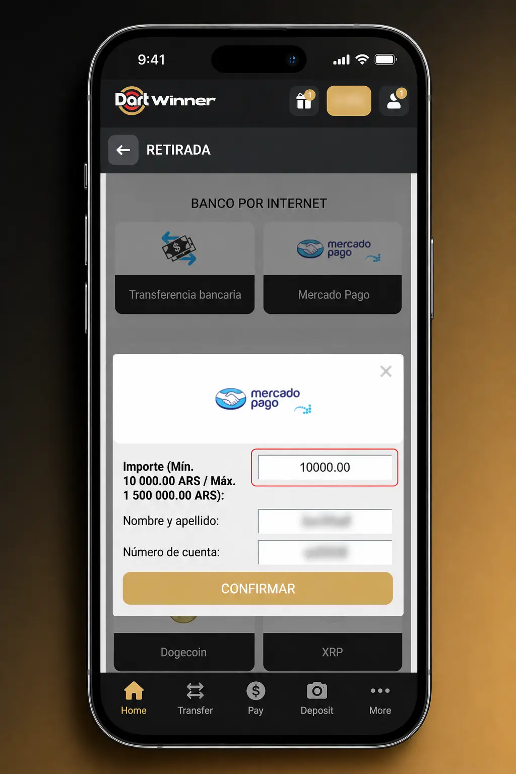 Pasos para retirar dinero de DartWinner: verificá tu cuenta, ingresá al panel de Caja y solicitá el retiro mínimo de 10.000 ARS.