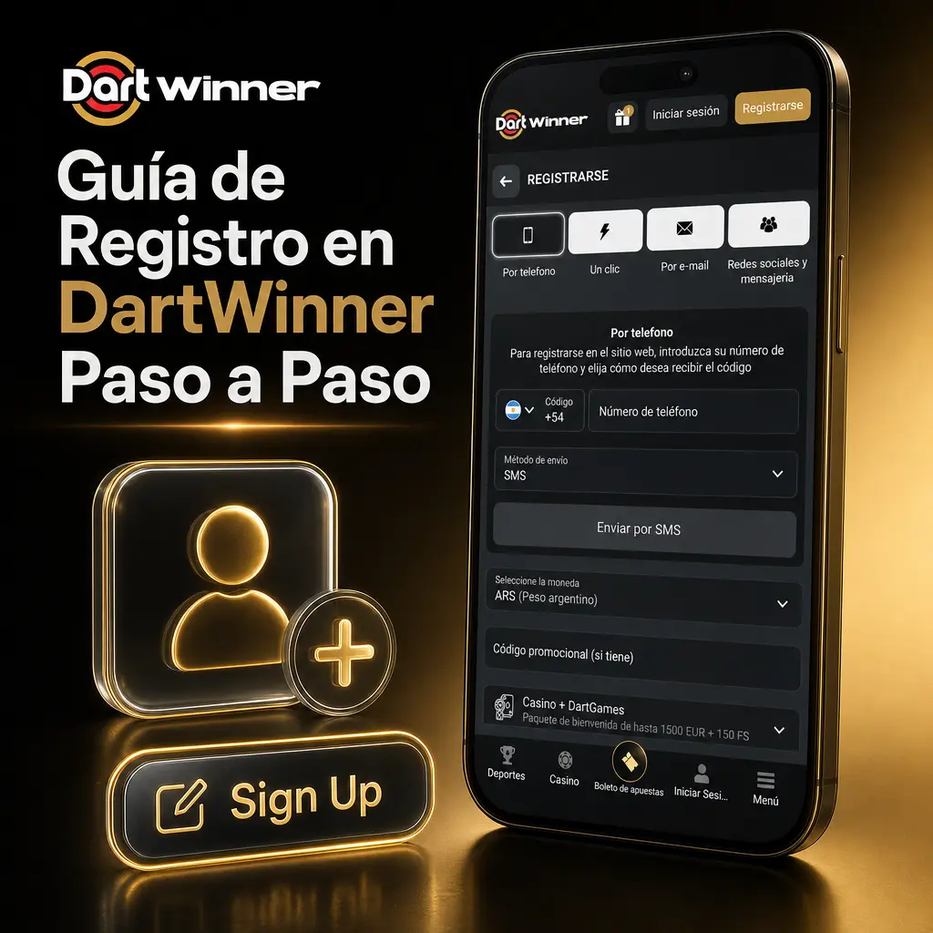 Guía paso a paso para registrarte en DartWinner: formulario, datos personales, contraseña segura y confirmación de la cuenta.